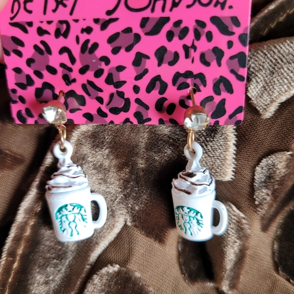 Betsey Johnson Starbucks Mug Earrings - Picture 2 of 5